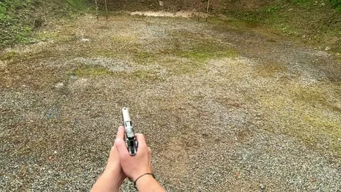 Personal Perspective on a Man Shooting and Unloading His Handgun Video stock 264576404