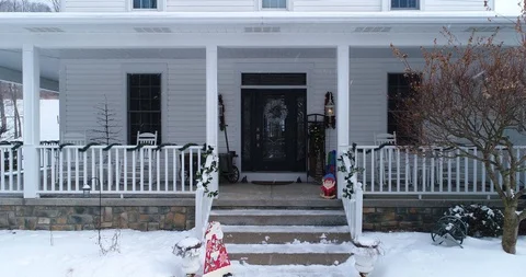 Personal Perspective Walking into House Decorated for Christmas  	 Stock Footage