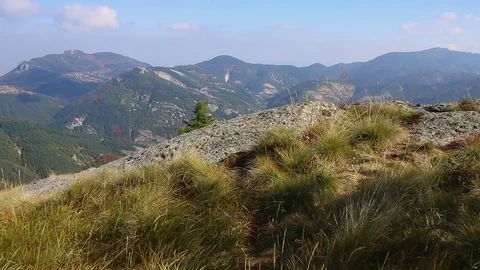 Personal perspective of walking on a path and rocks in high forest mountain Stock-Footage 82677149
