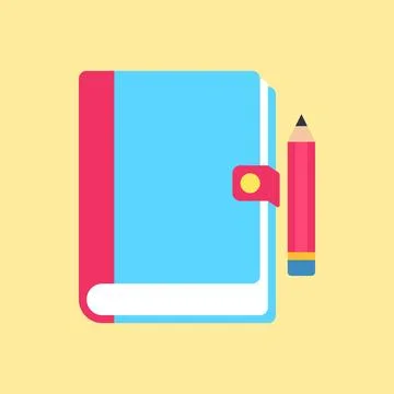 Personal Planner Notebook with Pencil Flat Vector Icon Illustrazione stock