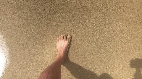 Personal point of view walk by the ocean slow-mo Stock Footage 79564755