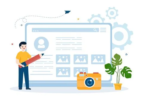 Personal Portfolio with Profile Data, Resume or Self Improvement to Attract.. Illustrazione stock