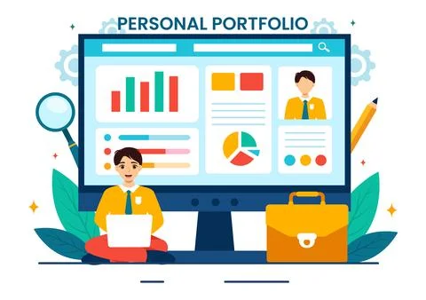 Personal Portfolio Vector Illustration with Profile Data, Resume or Self Im.. イラスト素材