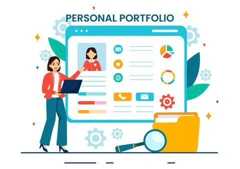 Personal Portfolio Vector Illustration with Profile Data, Resume or Self Im.. イラスト素材