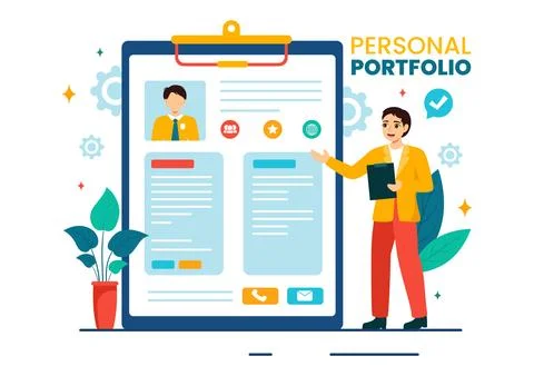 Personal Portfolio Vector Illustration with Profile Data, Resume or Self Im.. イラスト素材