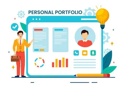 Personal Portfolio Vector Illustration with Profile Data, Resume or Self Im.. イラスト素材