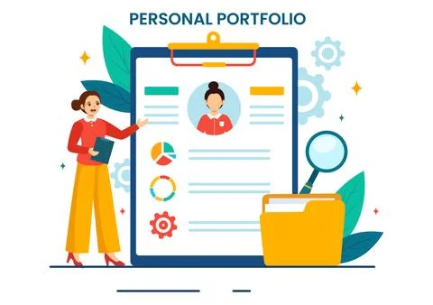 Personal Portfolio Vector Illustration with Profile Data, Resume or Self Im.. イラスト素材