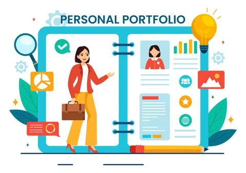 Personal Portfolio Vector Illustration with Profile Data, Resume or Self Im.. イラスト素材