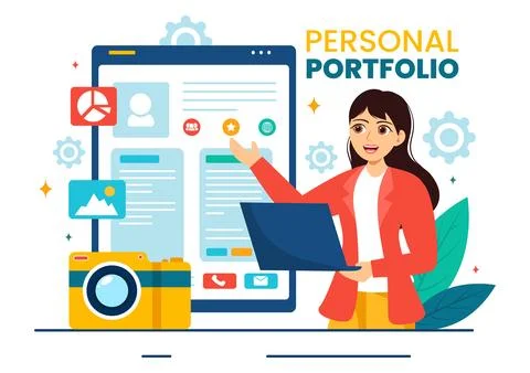 Personal Portfolio Vector Illustration with Profile Data, Resume or Self Im.. イラスト素材