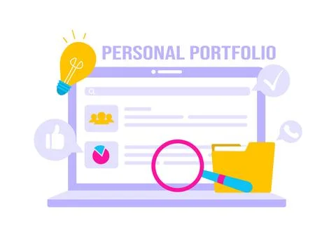 Personal Portfolio Vector Illustration with Profile Data, Resume, or Self-I.. 库存插图