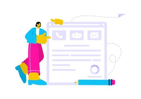 Personal Portfolio Vector Illustration with Profile Data, Resume, or Self-I.. 스톡 일러스트
