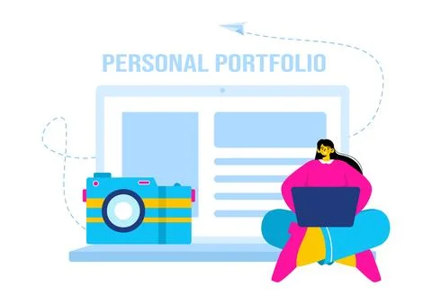 Personal Portfolio Vector Illustration with Profile Data, Resume, or Self-I.. 库存插图