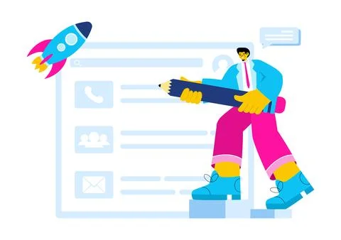 Personal Portfolio Vector Illustration with Profile Data, Resume, or Self-I.. 库存插图