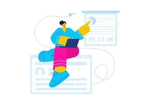 Personal Portfolio Vector Illustration with Profile Data, Resume, or Self-I.. 스톡 일러스트