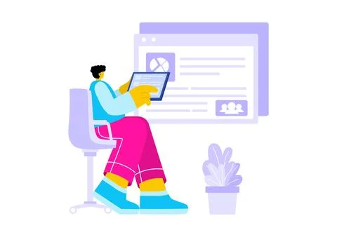 Personal Portfolio Vector Illustration with Profile Data, Resume, or Self-I.. 스톡 일러스트