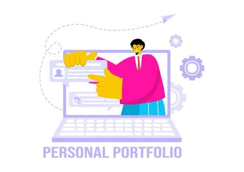 Personal Portfolio Vector Illustration with Profile Data, Resume, or Self-I.. 스톡 일러스트