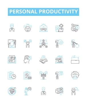 Personal productivity vector line icons set. Productivity, Personal, Time Illustrazione stock