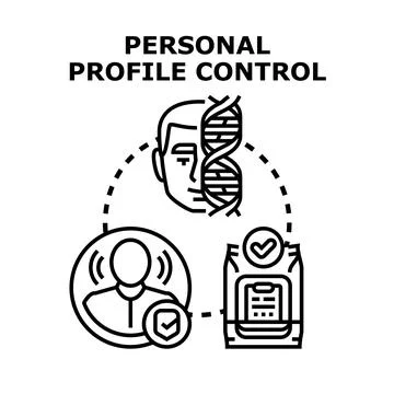 Personal profile control managing data privacy and identity Stock Illustration