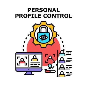 Personal profile control managing data privacy online Stock Illustration