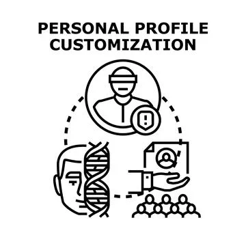 Personal profile customization and data security concept Stock Illustration