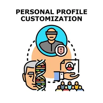 Personal profile customization and data security concept Stock Illustration