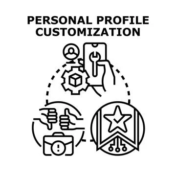 Personal profile customization concept for digital online identity Stock Illustration