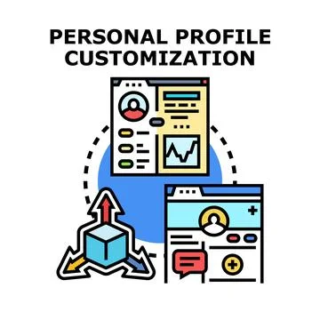 Personal profile customization setting up user interface data 스톡 일러스트