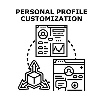 Personal profile customization setting up user interface data Stock Illustration