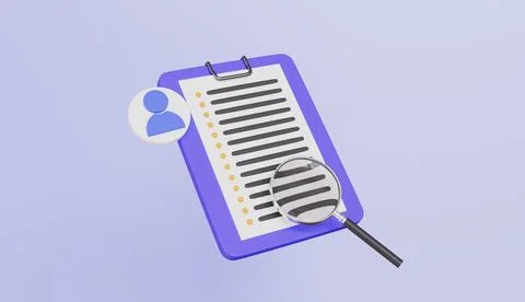Personal profile icon for worker HR search, Interview document on clipboard Stock Illustration