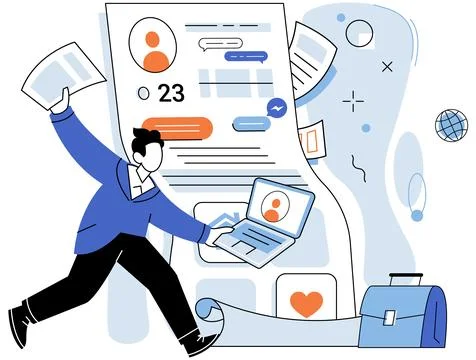 Personal profile. User-friendly interfaces make it easy to update personal Illustrazione stock