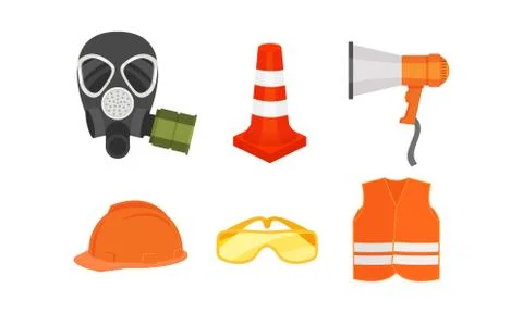 Personal Protective Equipment And Tools For Builders And Firefighters Vector Stock Illustration