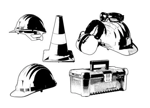 Personal protective equipment and work tools Stock Illustration