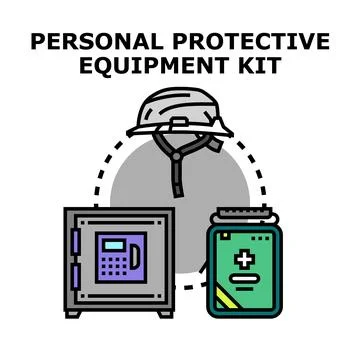Personal protective equipment kit providing safety and security Stockillustratie