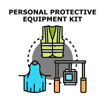 Personal protective equipment kit providing safety and protection Stock Illustration