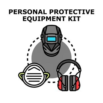 Personal protective equipment kit for safe working Stock Illustration
