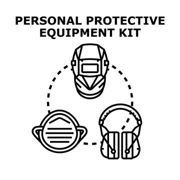 Personal protective equipment kit for safe working Stock Illustration