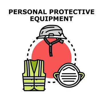 Personal protective equipment protecting workers on job site Illustrazione stock