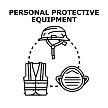 Personal protective equipment protecting workers on job site Stock Illustration