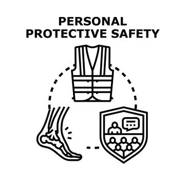 Personal protective safety concept with worker equipment and training Stock Illustration