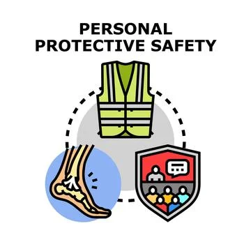 Personal protective safety concept with worker equipment and training Stock Illustration