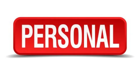 Personal red 3d square button isolated on white Stock Illustration