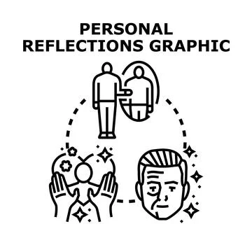 Personal reflections and self analysis developing mind process Stock Illustration