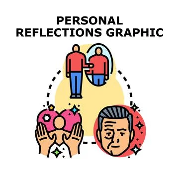 Personal reflections and self analysis developing mind process Stock Illustration