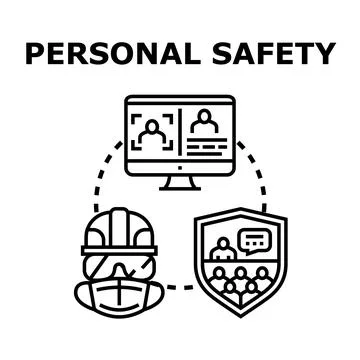 Personal safety concept with virtual communication and protection Stock Illustration