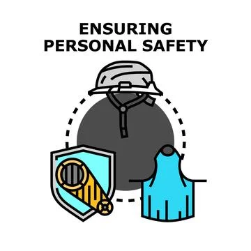 Personal safety ensuring protective work equipment concept Stock Illustration