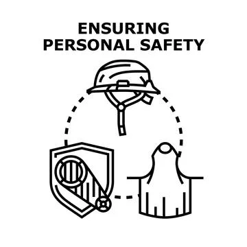 Personal safety ensuring protective work equipment concept Stock Illustration