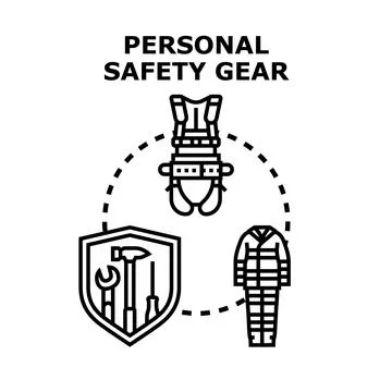 Personal safety gear concept visualizing worker protection Stock Illustration