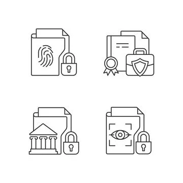 Personal sensitive data linear icons set 스톡 일러스트