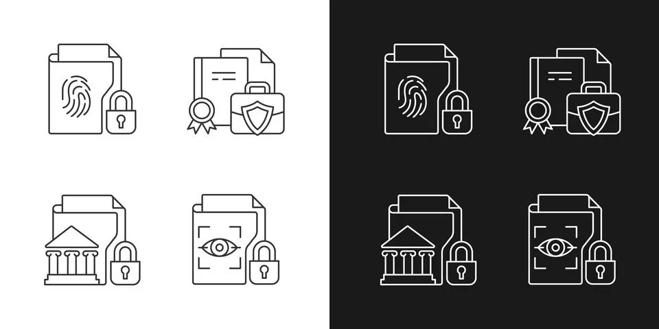 Personal sensitive data linear icons set for dark and light mode 스톡 일러스트
