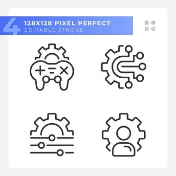 Personal settings pixel perfect gradient linear vector icons set Stock Illustration
